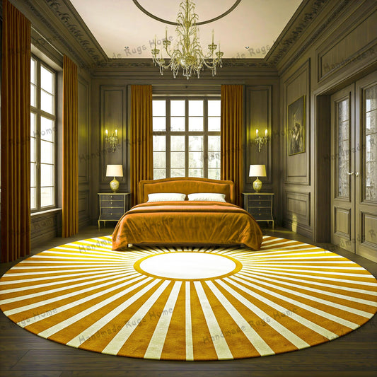 Mustard Hand Tufted Rug, Tufted Rug, Carpet, Round Rug