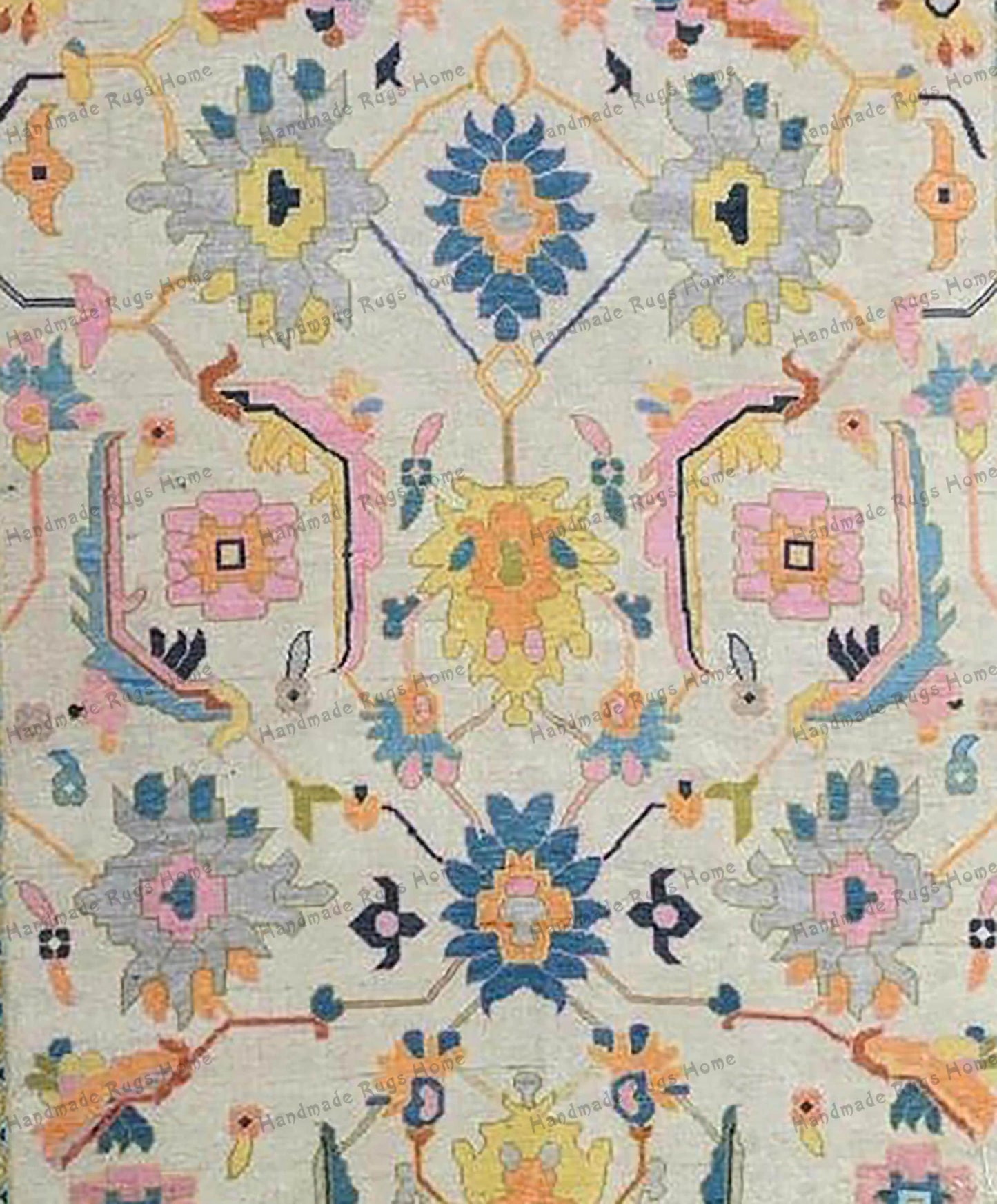 Vintage-style wool rug with delicate oriental designs