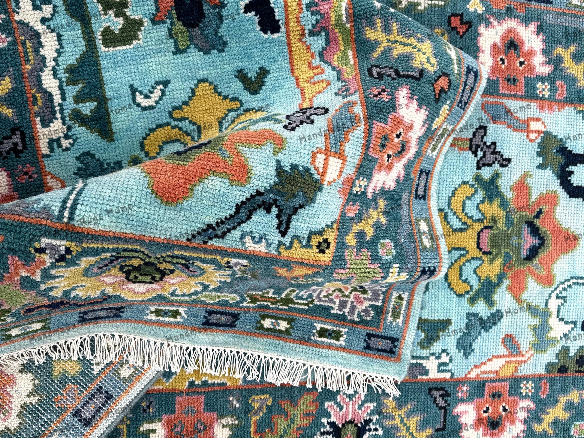Oushak rug,
Turkish rug,
Vintage area rug,
Handwoven rug,
Floral rug,
Blue Oushak rug,
Bohemian rug,
Antique rug design,
Living room rug,
Handmade Turkish rug,