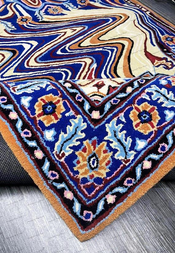 Handmade Tufted Wool Rug: Modern Persian Design