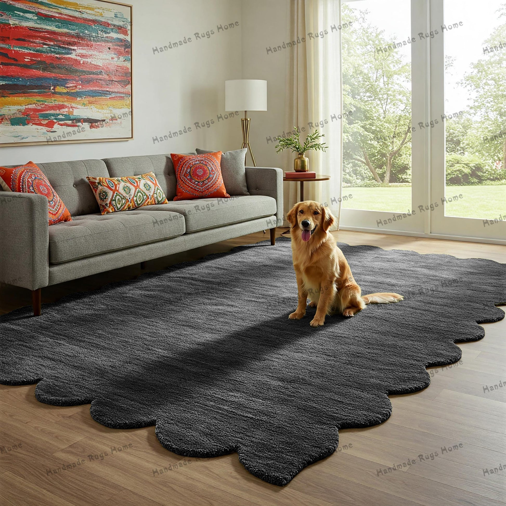 Contemporary green rug made from premium materials, offering both comfort and style.