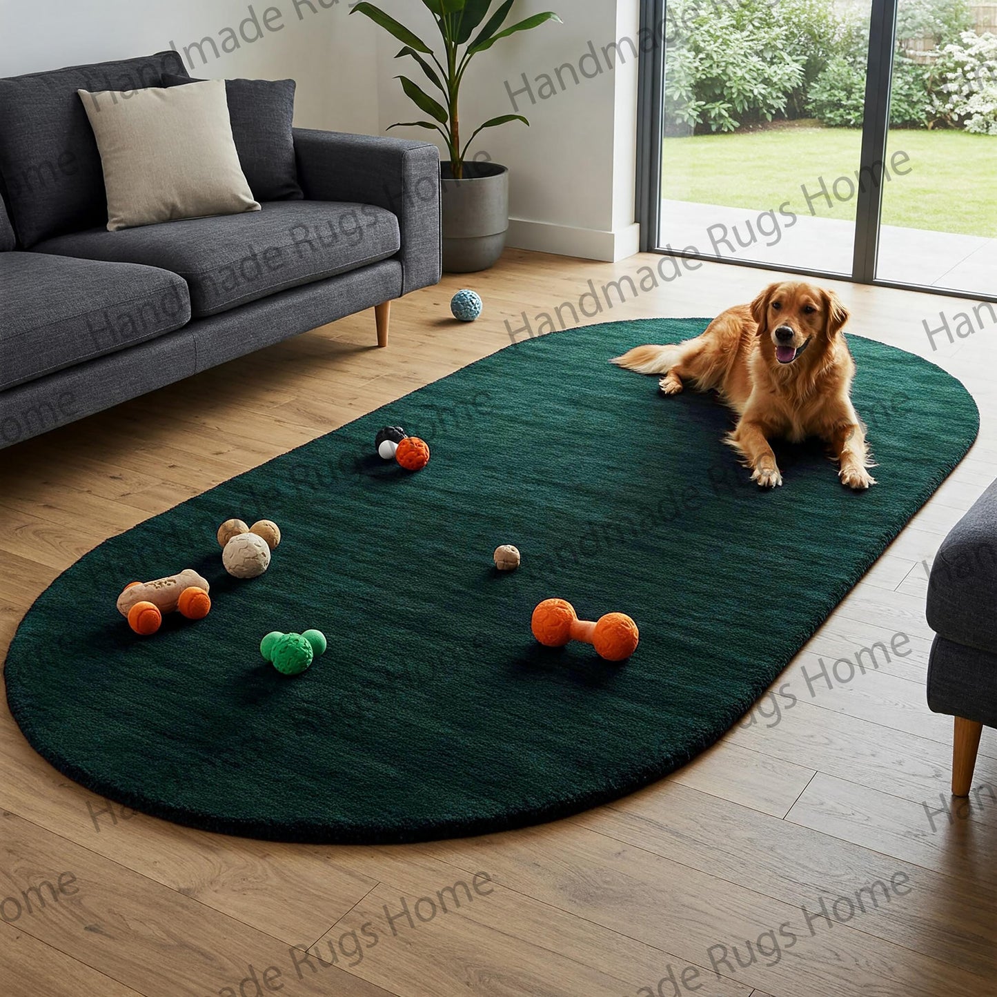 Hand-Tufted Wool Area Rug: Modern Colorful Design
