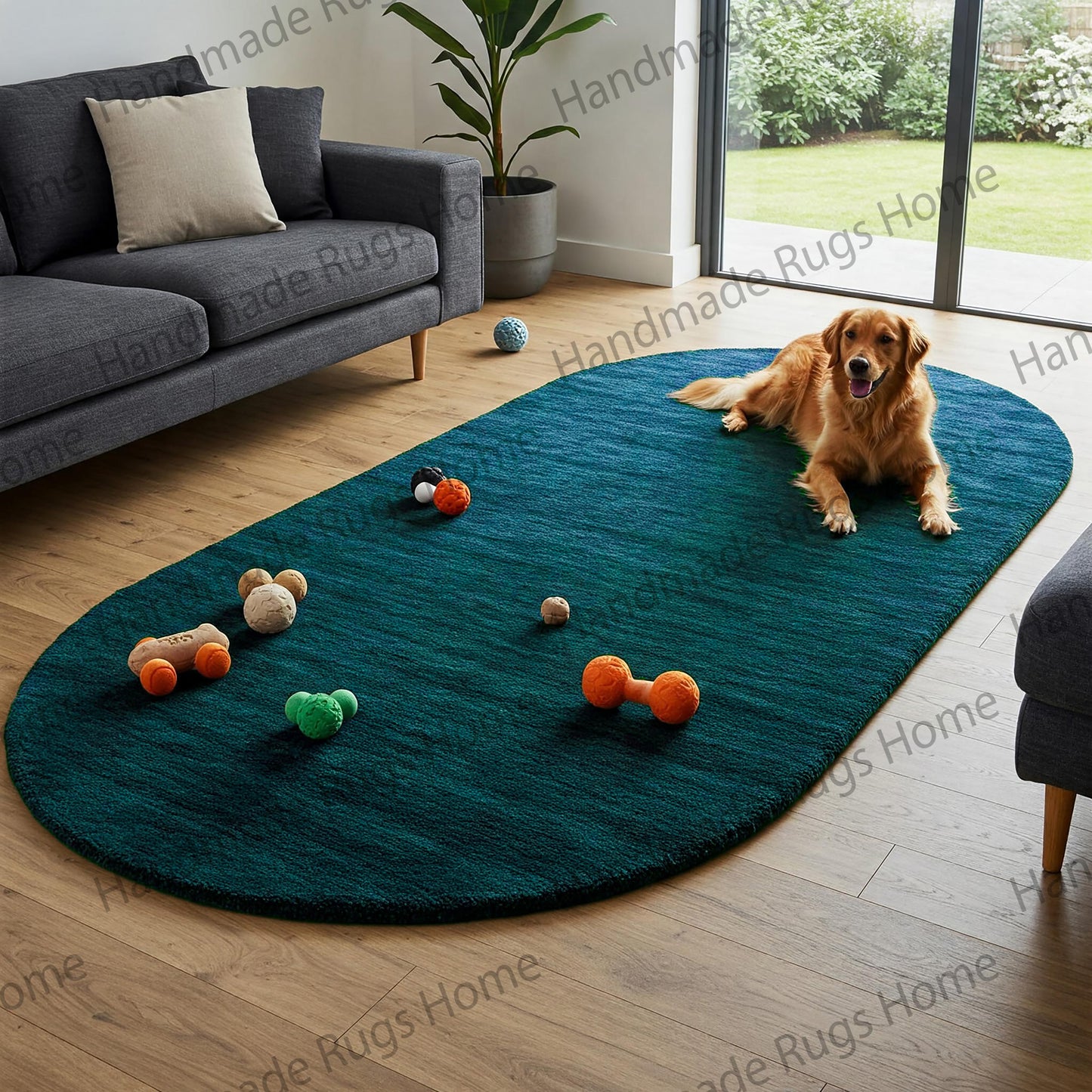 Hand-Tufted Wool Area Rug: Modern Colorful Design