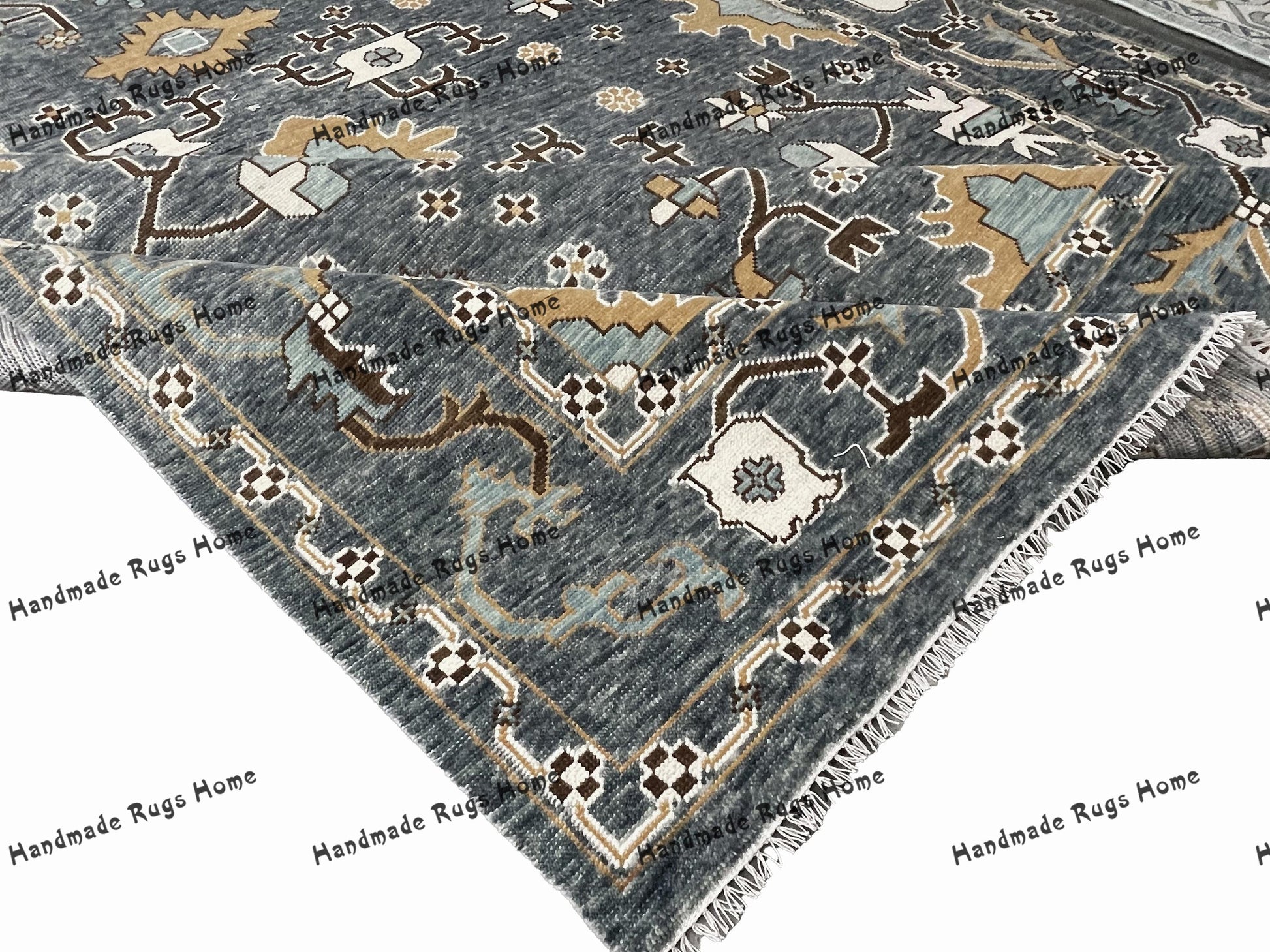 Artisan-made, one-of-a-kind Oushak rug with premium wool texture.