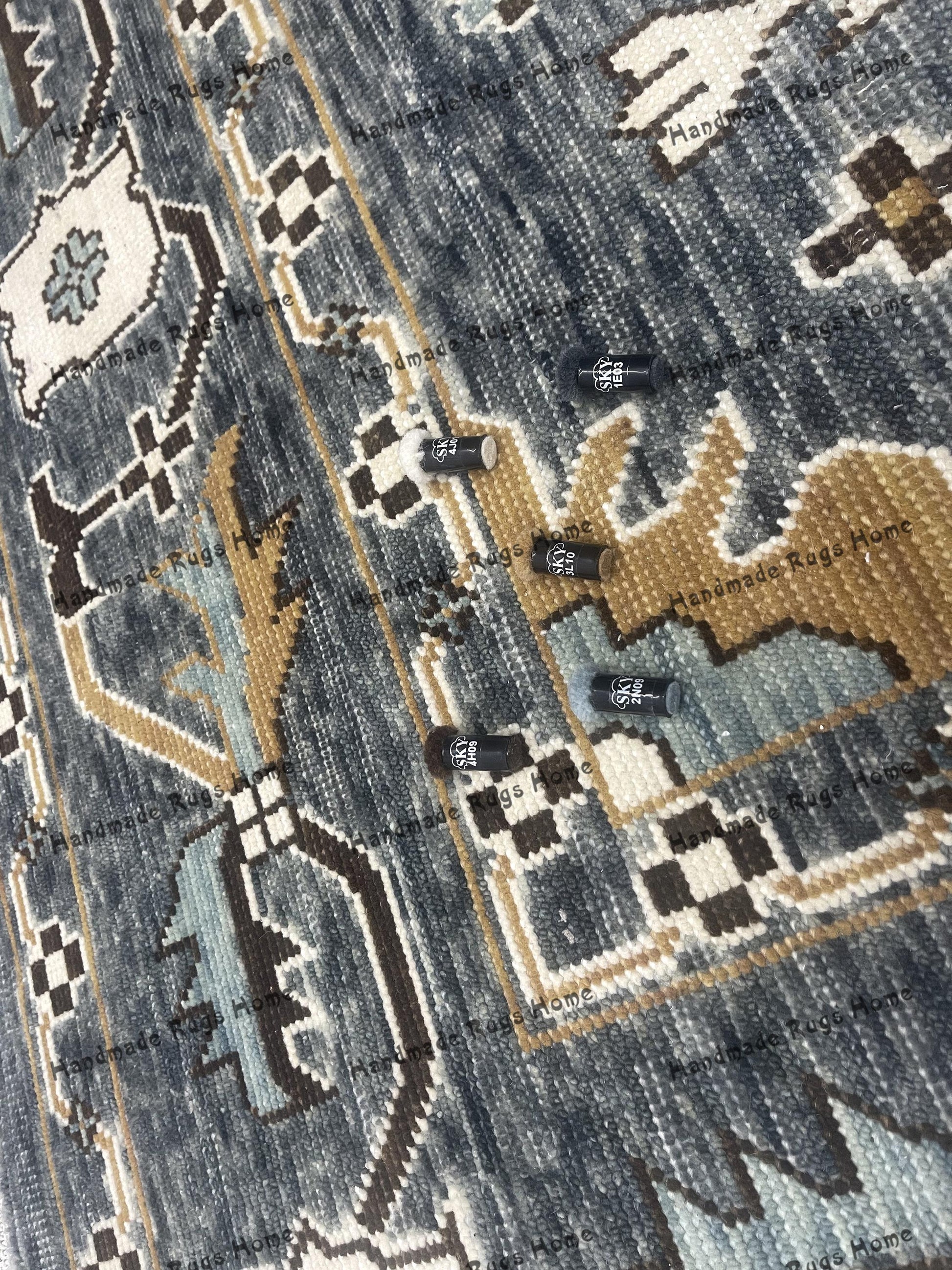 Statement floor rug with classic Persian-style geometric patterns.