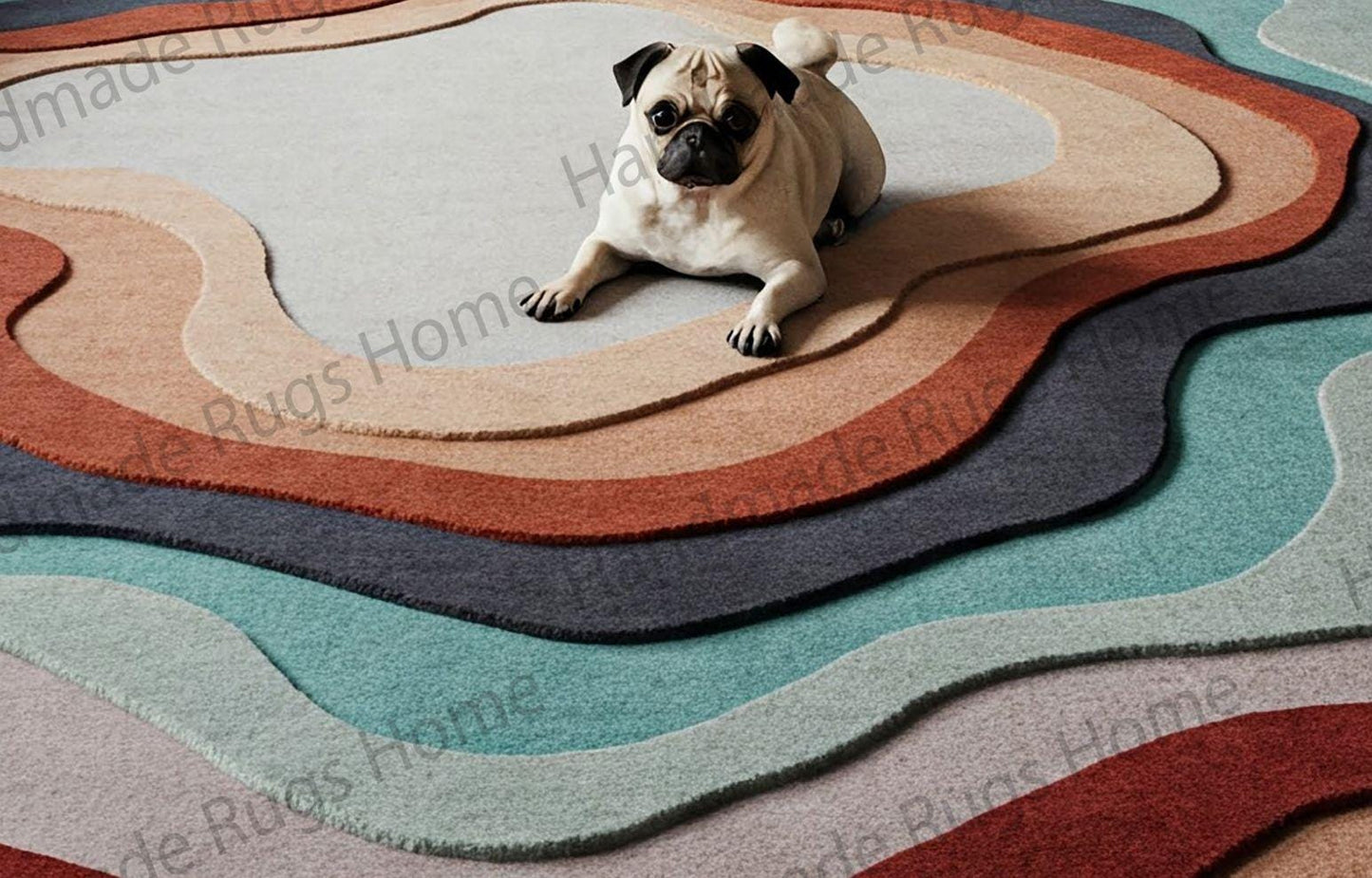 Luxury geode-inspired rug featuring vibrant layered patterns