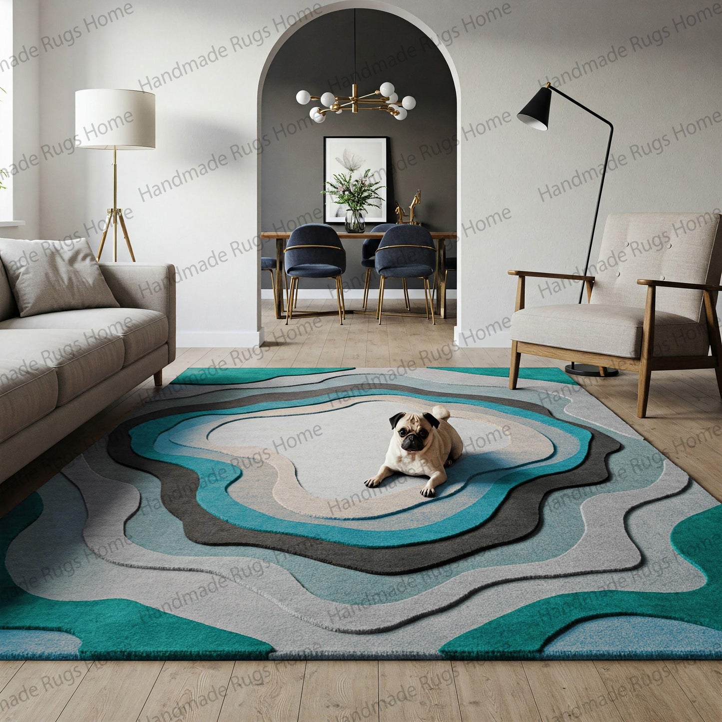 High-quality hand-tufted wool rug with soft plush texture