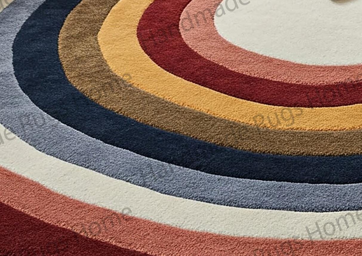 Modern multi-color wool area rug for contemporary home decor