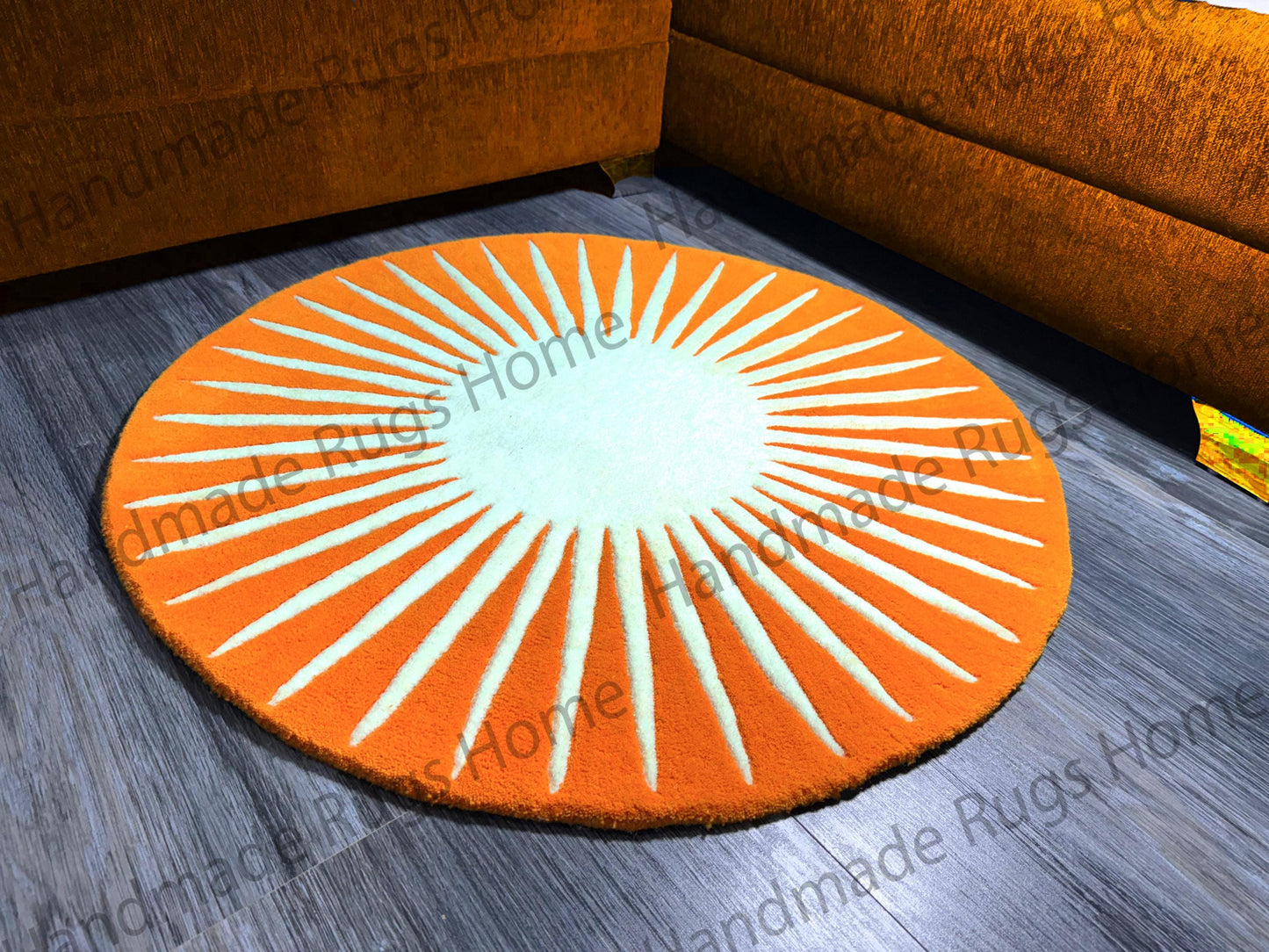 Modern round rug with soft pink and ivory hues, featuring a raised texture for a stylish home aesthetic.