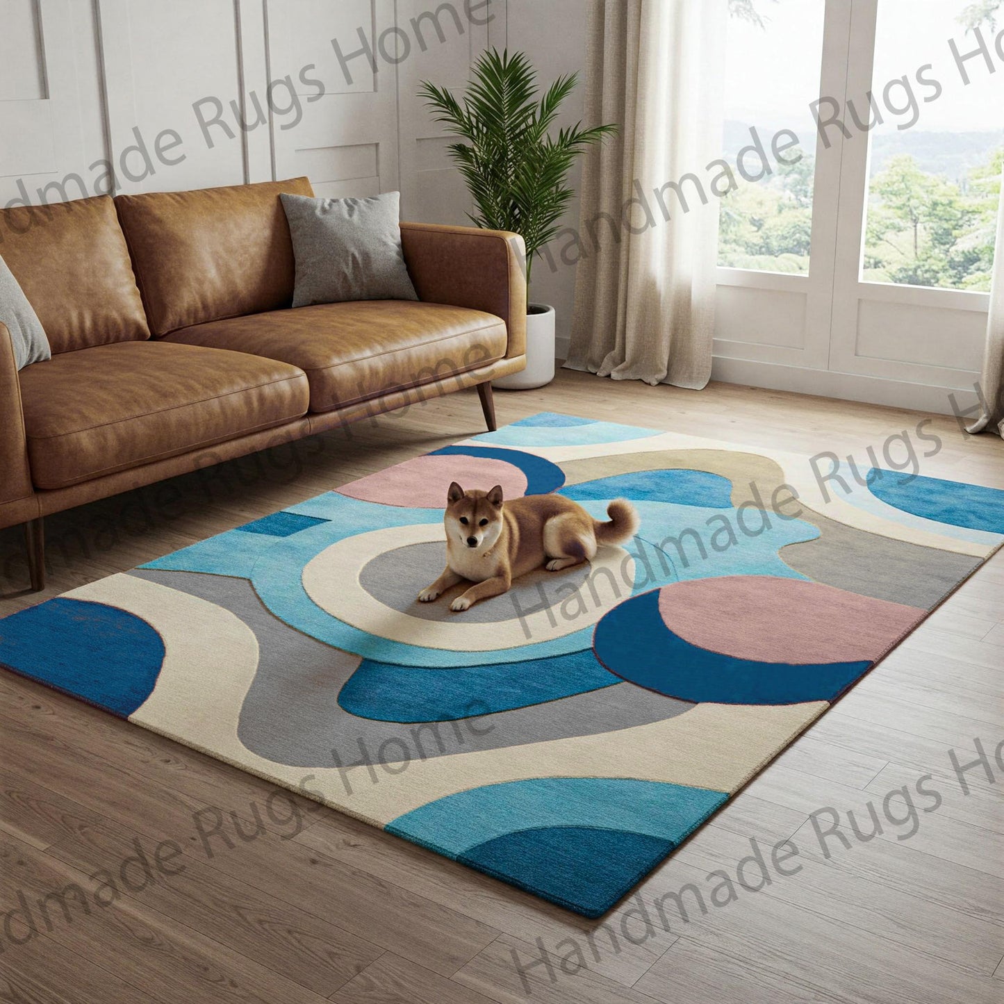 A beautifully designed handmade tufted rug in a stylish home setting.