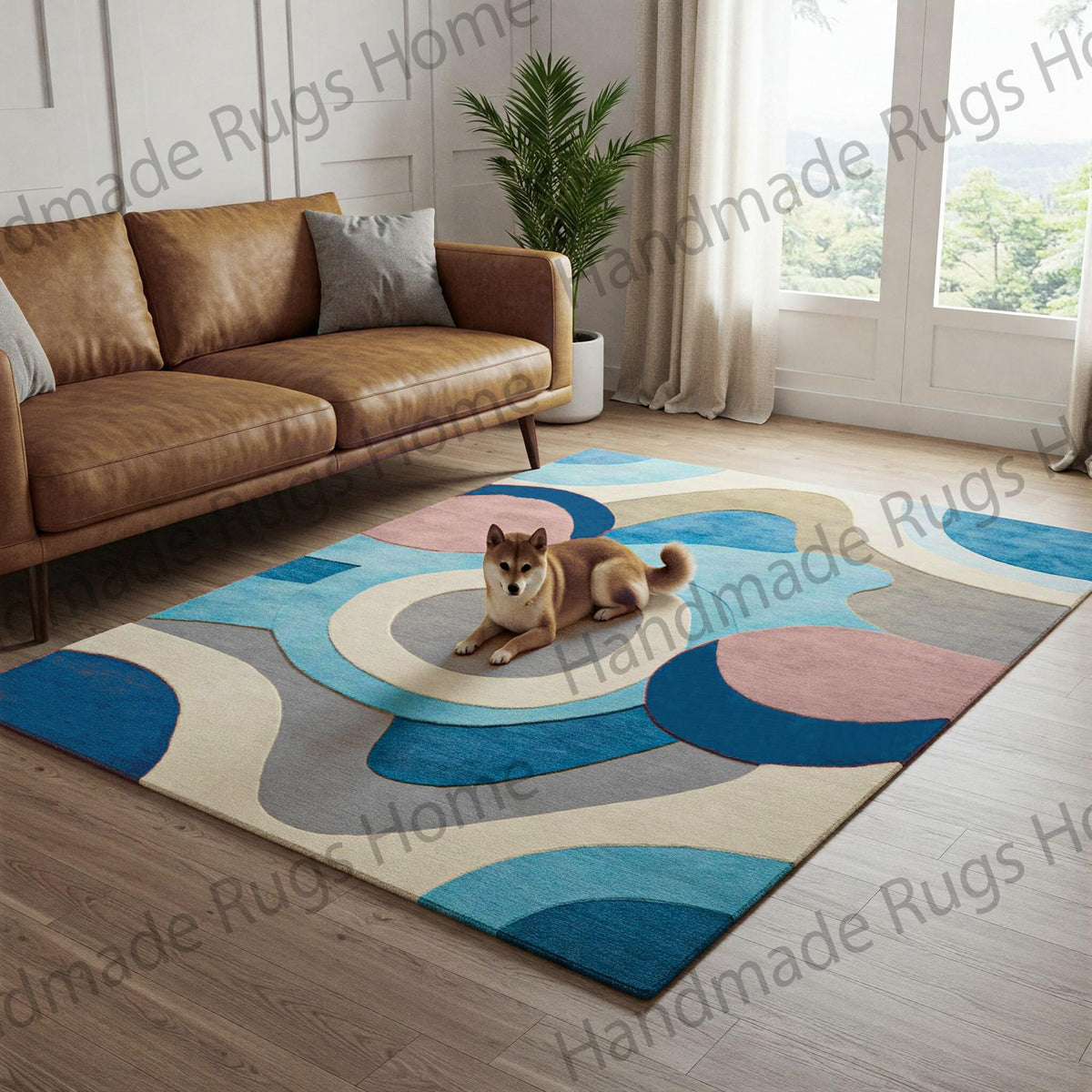 A beautifully designed handmade tufted rug in a stylish home setting.