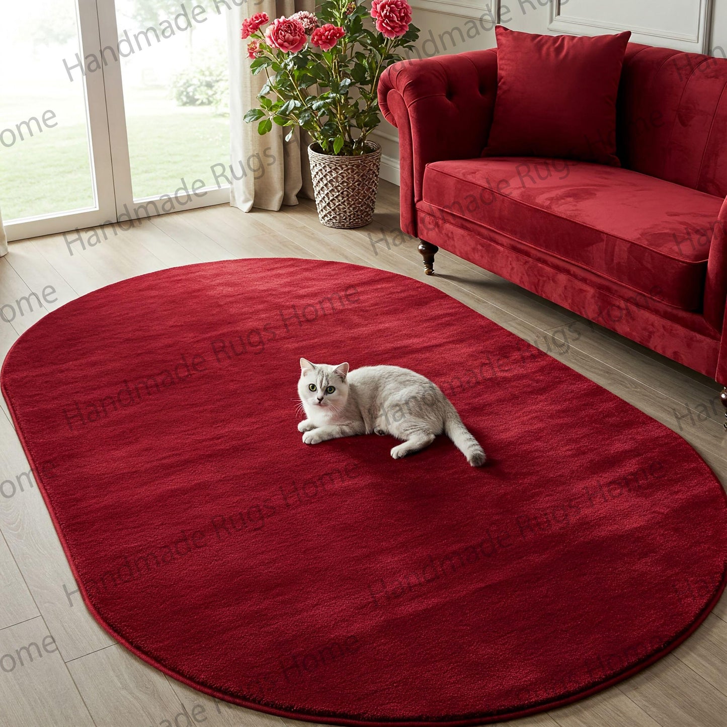 Hand-Tufted Red Wool Area Rug: Soft, Durable, Cozy