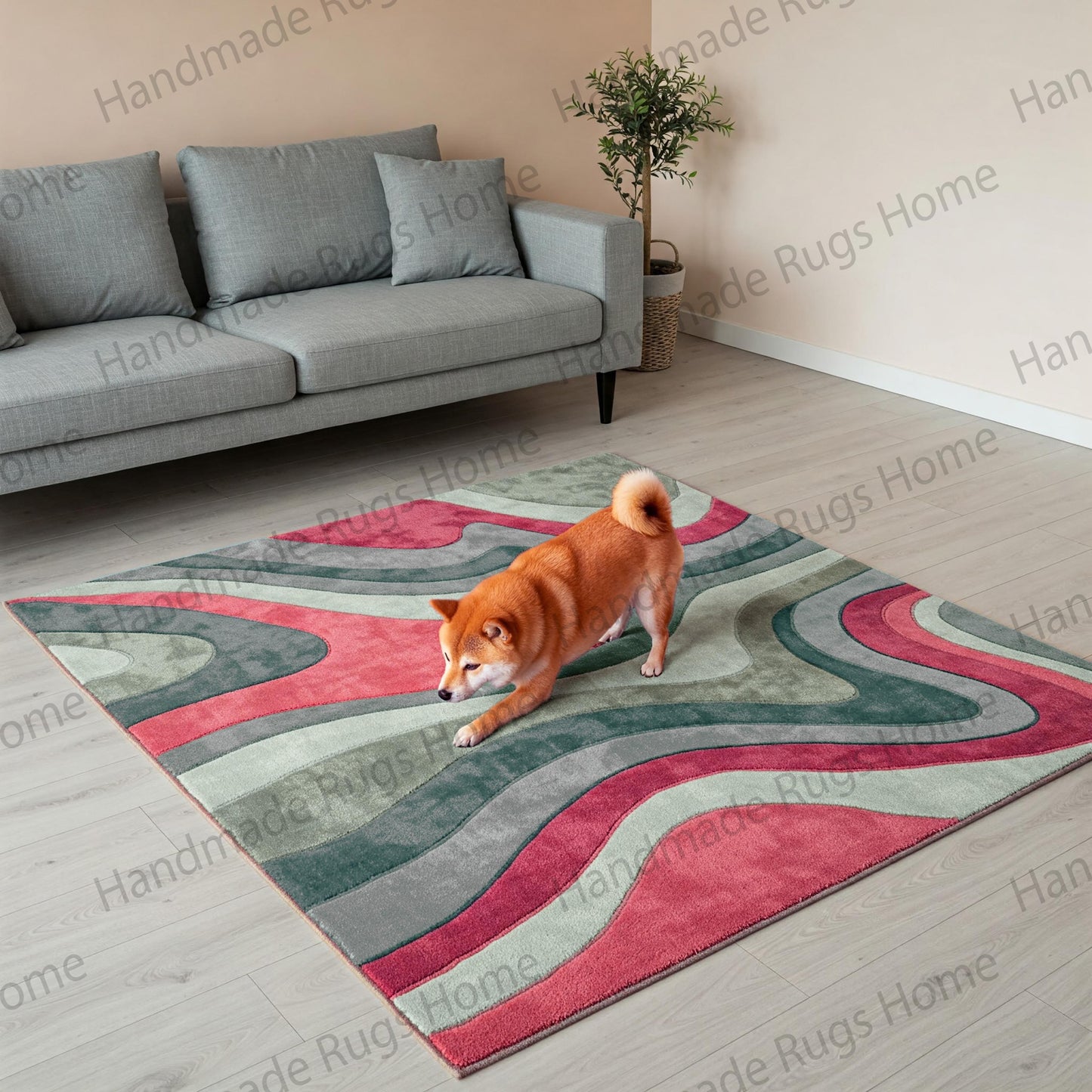 Premium quality tufted rug placed on wooden flooring