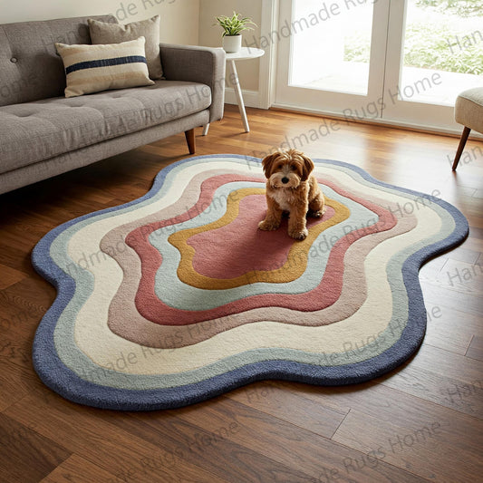 Hand-tufted wavy rug with an abstract geode-inspired design