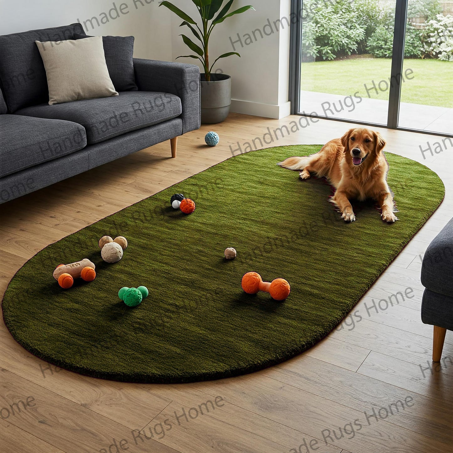 Hand-Tufted Wool Area Rug: Modern Colorful Design