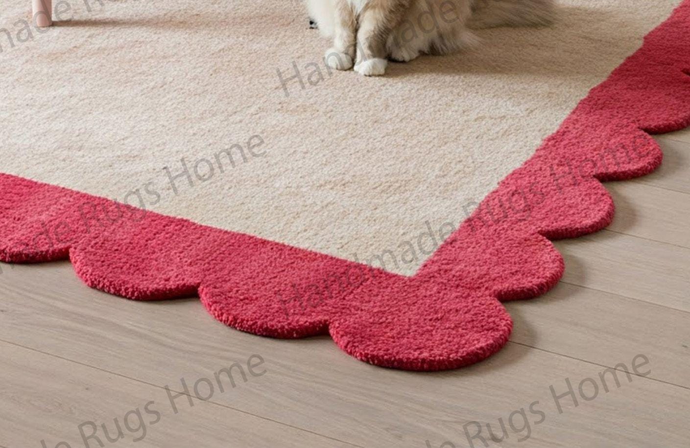Luxurious scalloped rug for minimalist home decor