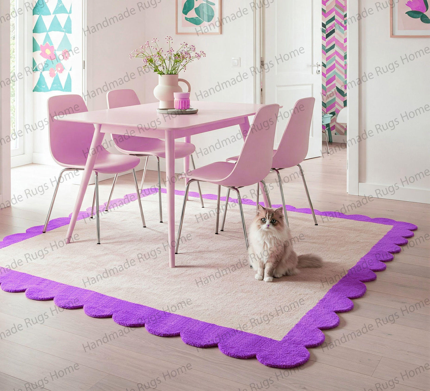 High-quality handcrafted rug with unique edging