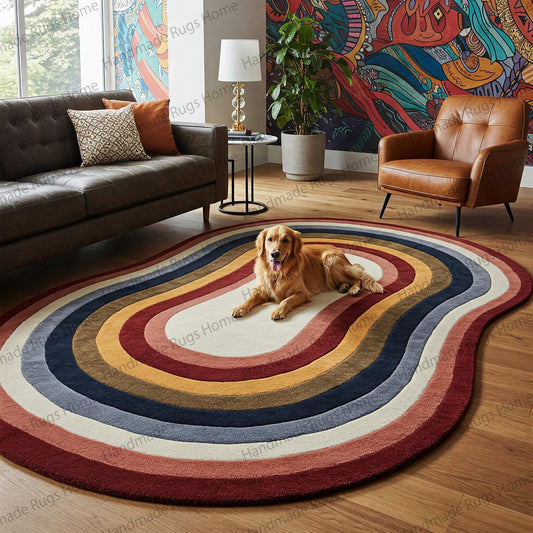 Stylish and elegant organic-shaped rug for modern home aesthetics