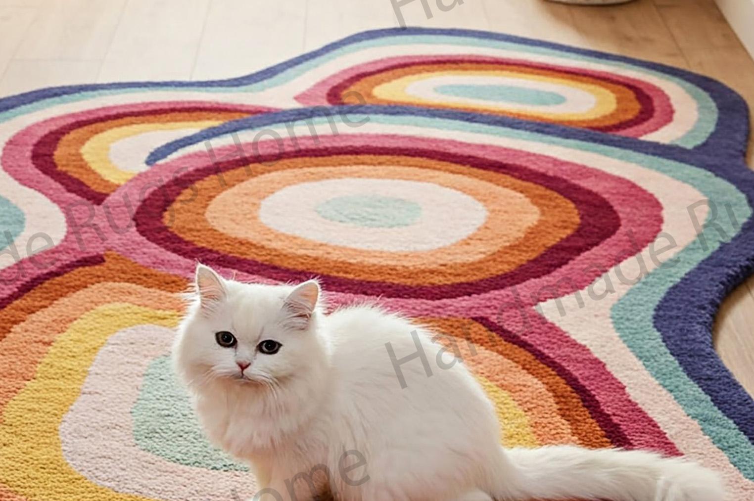 High-quality wool rug with a vibrant multi-color pattern