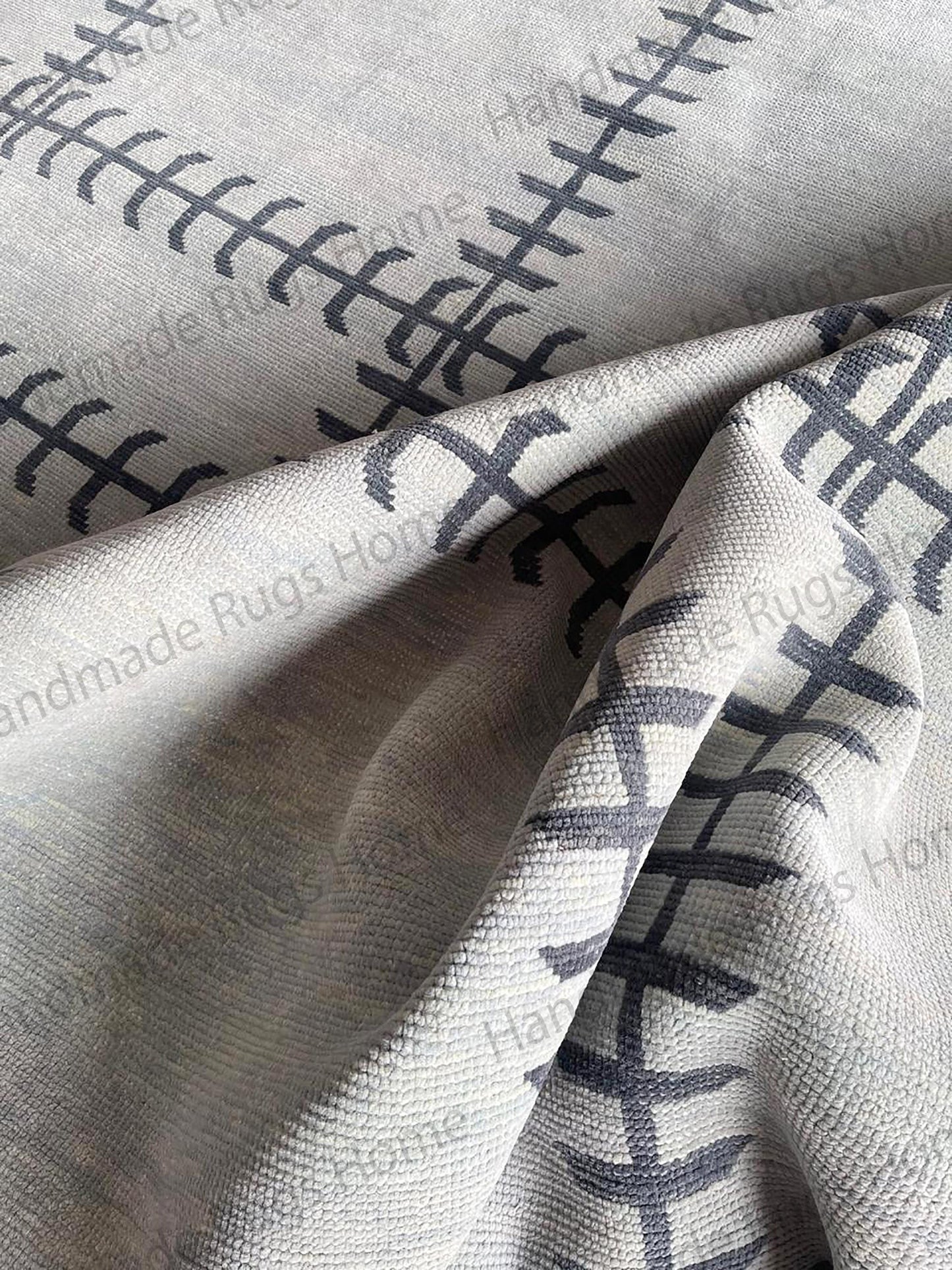 High-quality Turkish wool rug in soft gray and black