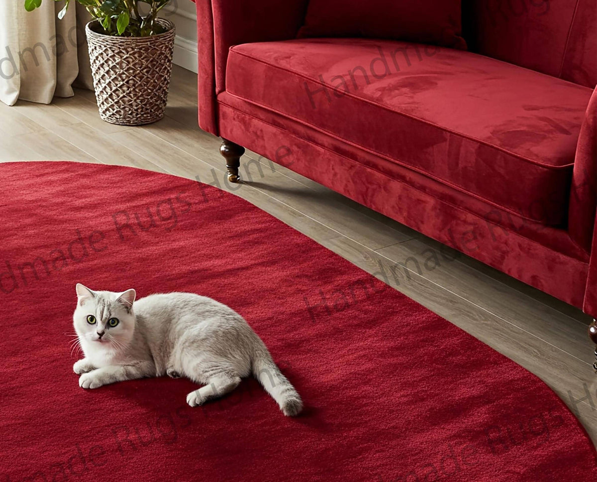Hand-Tufted Red Wool Area Rug: Soft, Durable, Cozy