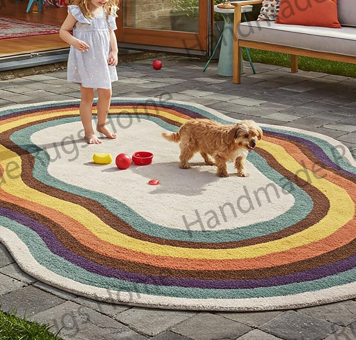 High-quality wool rug placed in a cozy outdoor space