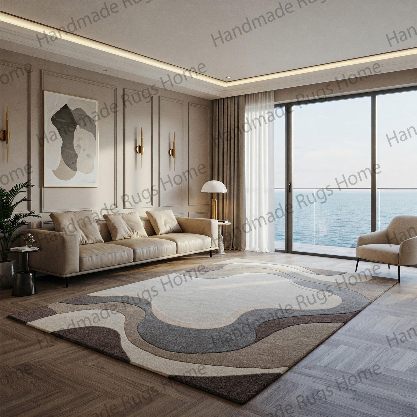 Hand-Tufted Wool Rug: Black & White Abstract Modern Decor