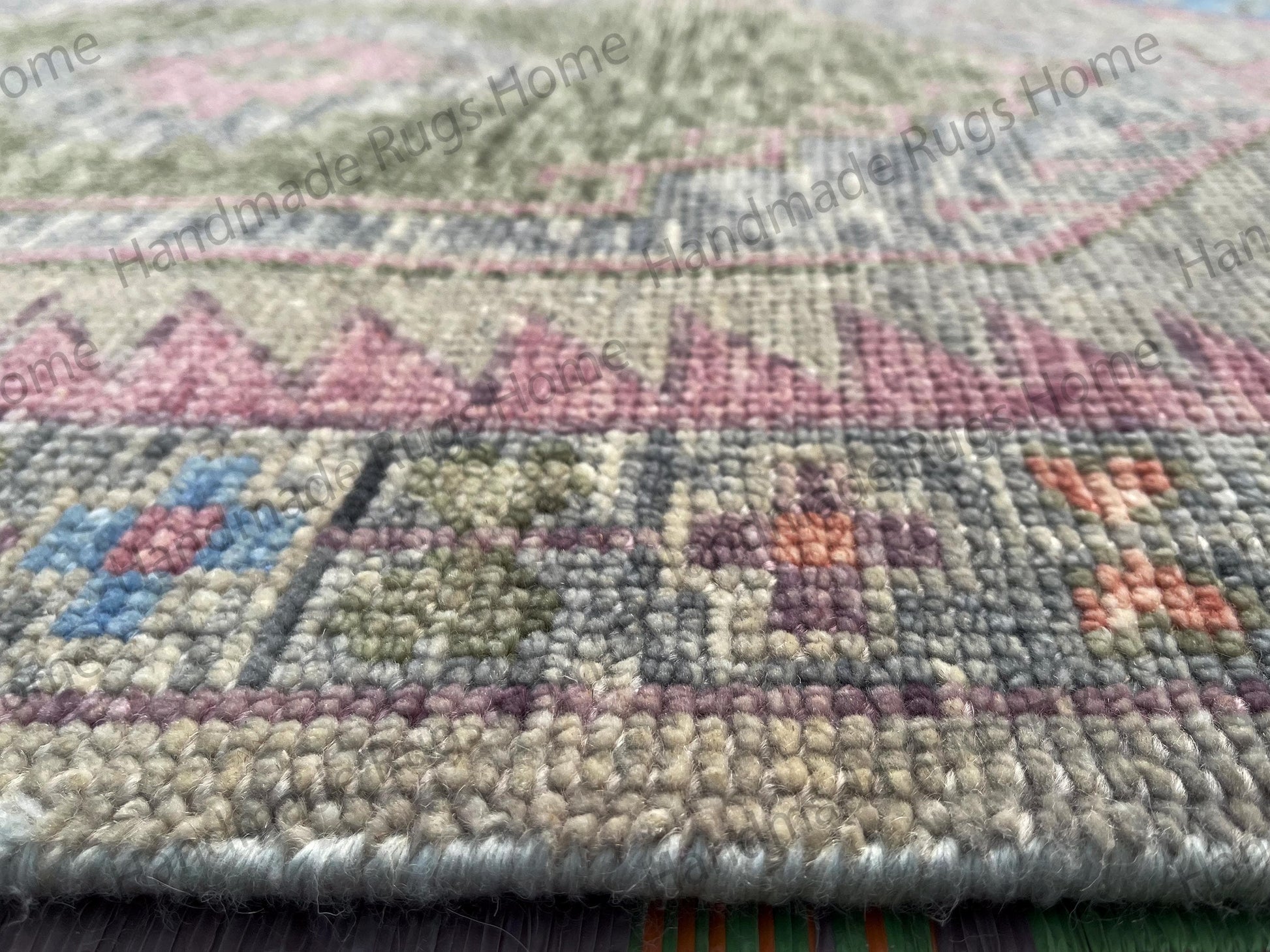 Handmade Turkish wool runner with tribal design