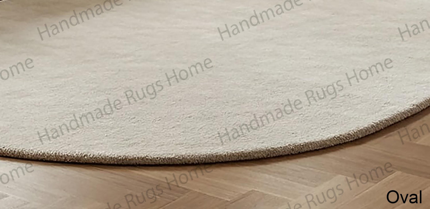 Neutral wool rug complementing traditional decor