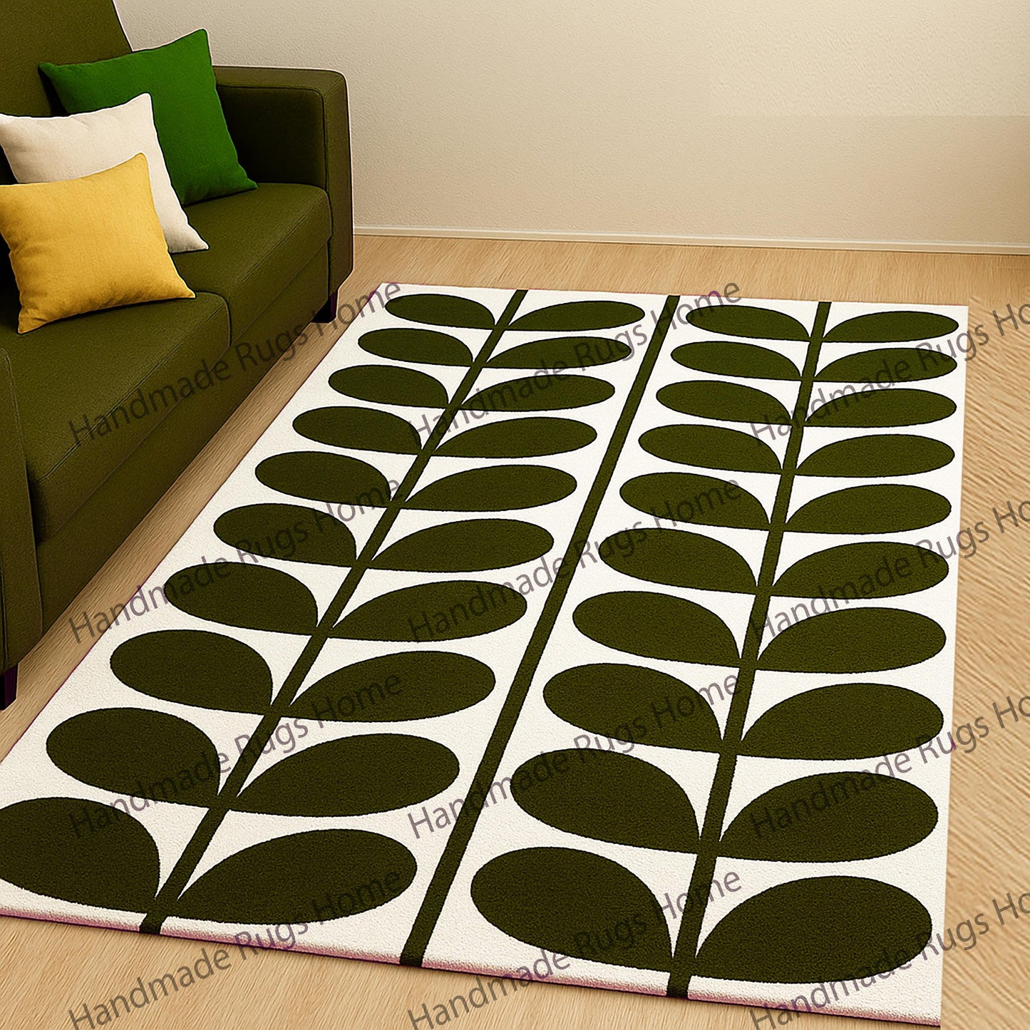 Timeless Elegance Woolen Rug: Multi-Hued Handmade Carpet for Living Room, Kitchen & Bedroom Decor