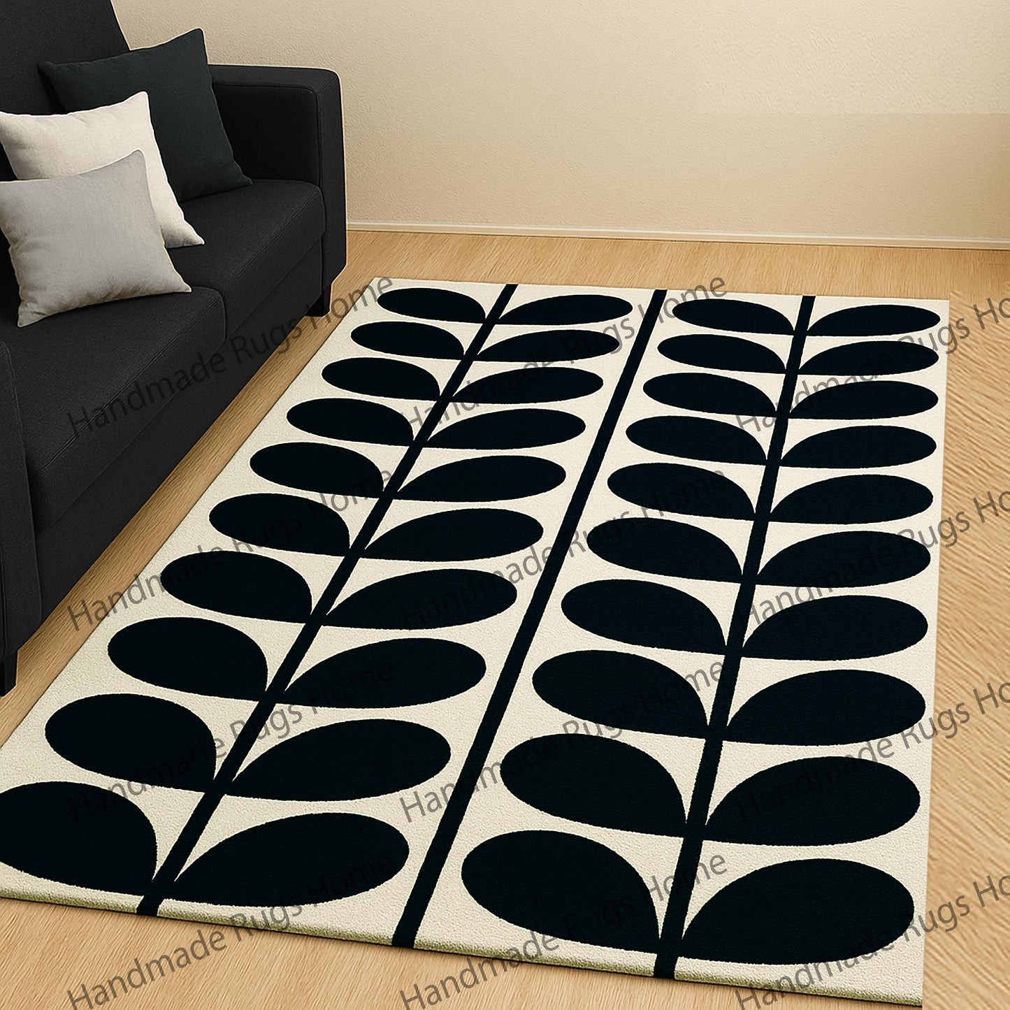 Timeless Elegance Woolen Rug: Multi-Hued Handmade Carpet for Living Room, Kitchen & Bedroom Decor