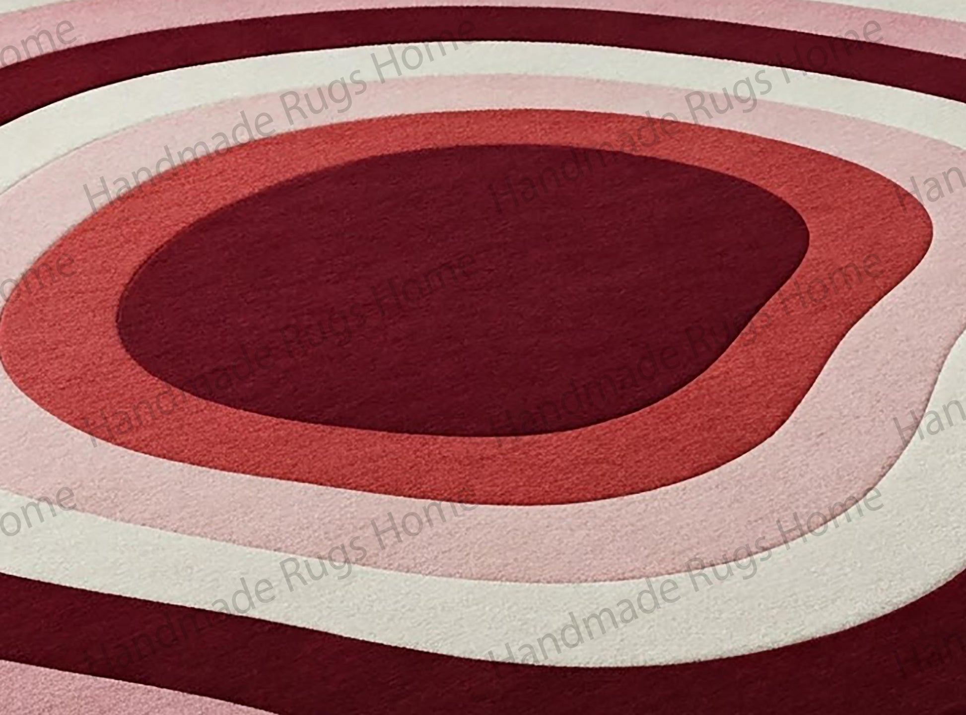 Handmade retro rug with organic blob shape