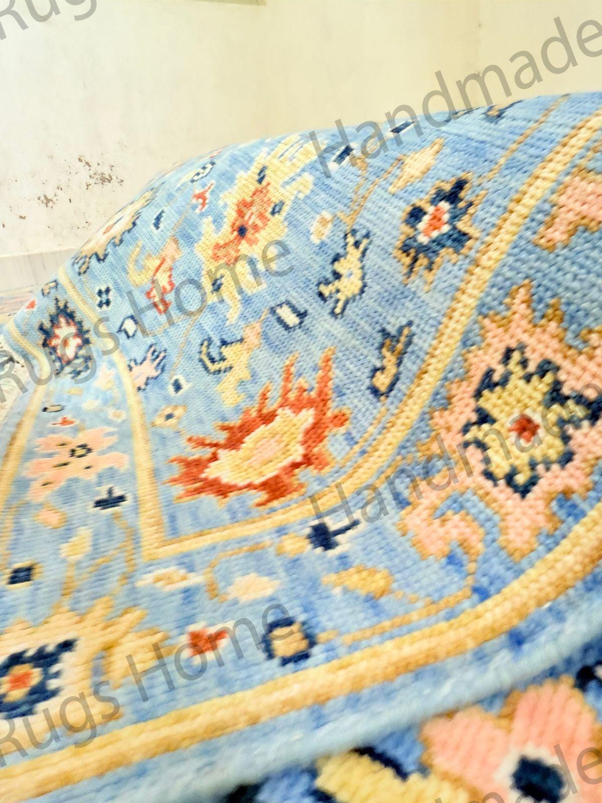 Detailed oriental carpet featuring geometric and floral motifs