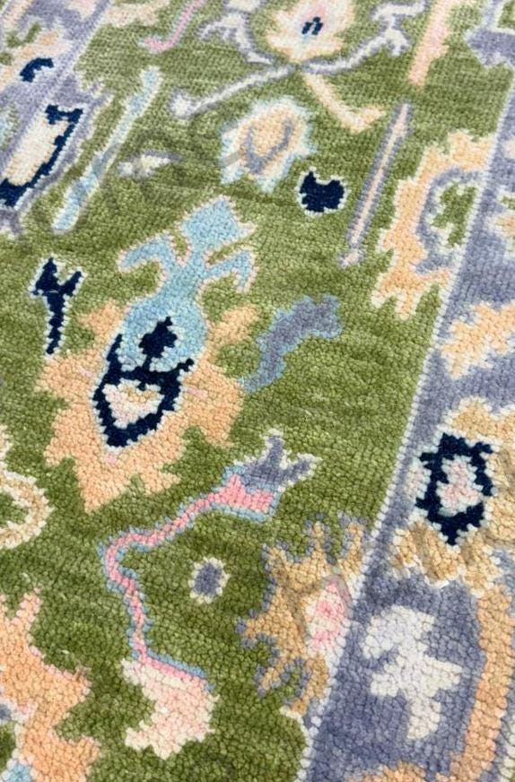Soft color palette Oushak carpet runner.