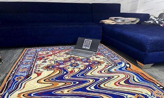 Handmade Tufted Wool Rug: Modern Persian Design