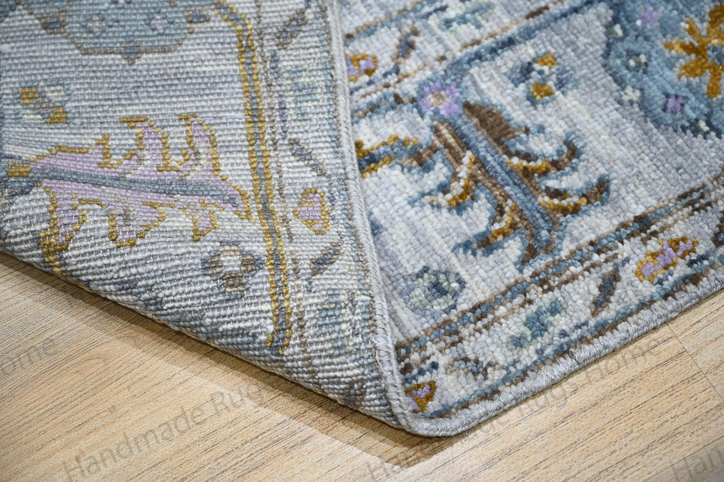 Hand-Knotted Wool Rug: Turkish Oushak Style Floral Medallion