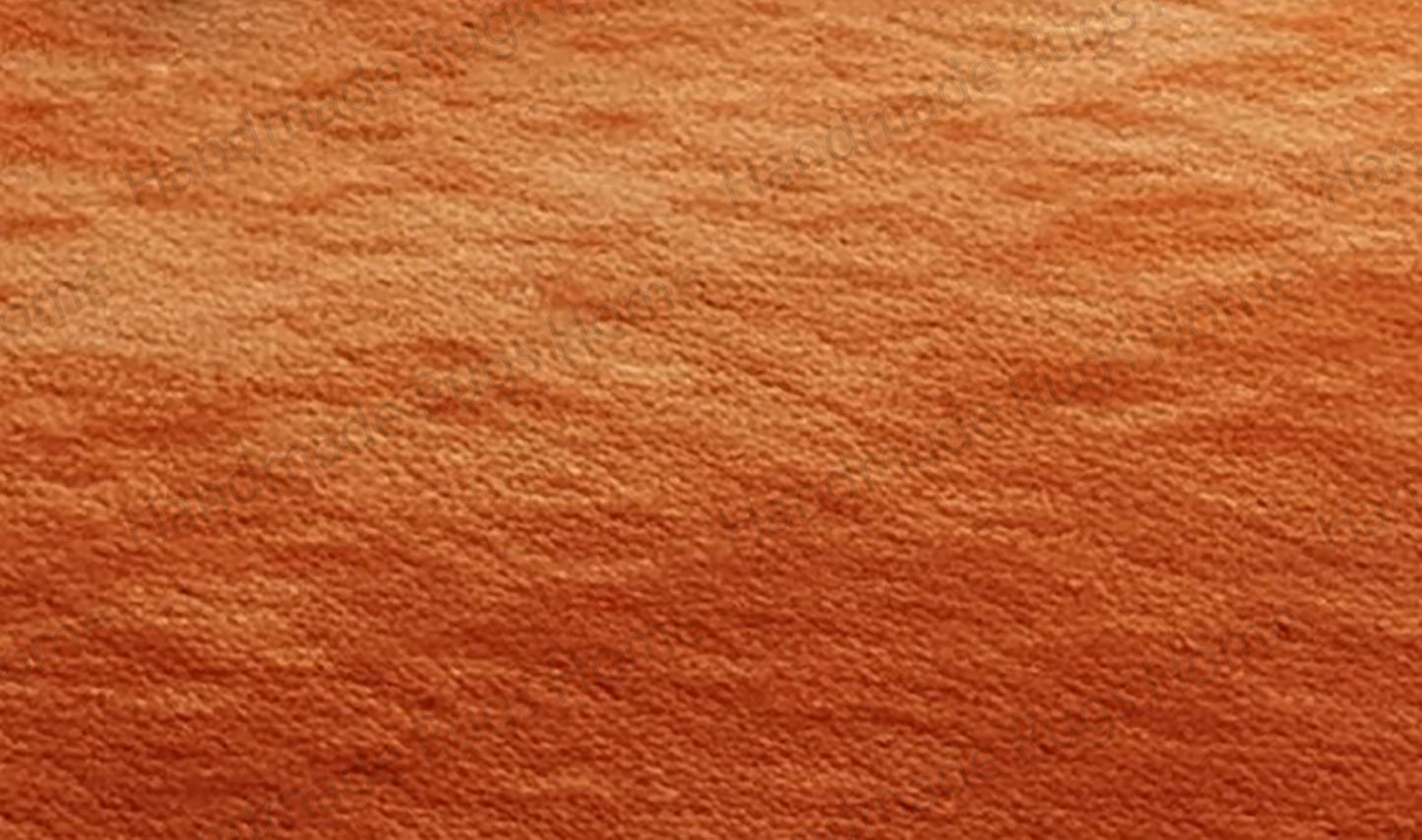 Hand Tufted Wool Oval Rug: Burnt Orange Sunset Ember