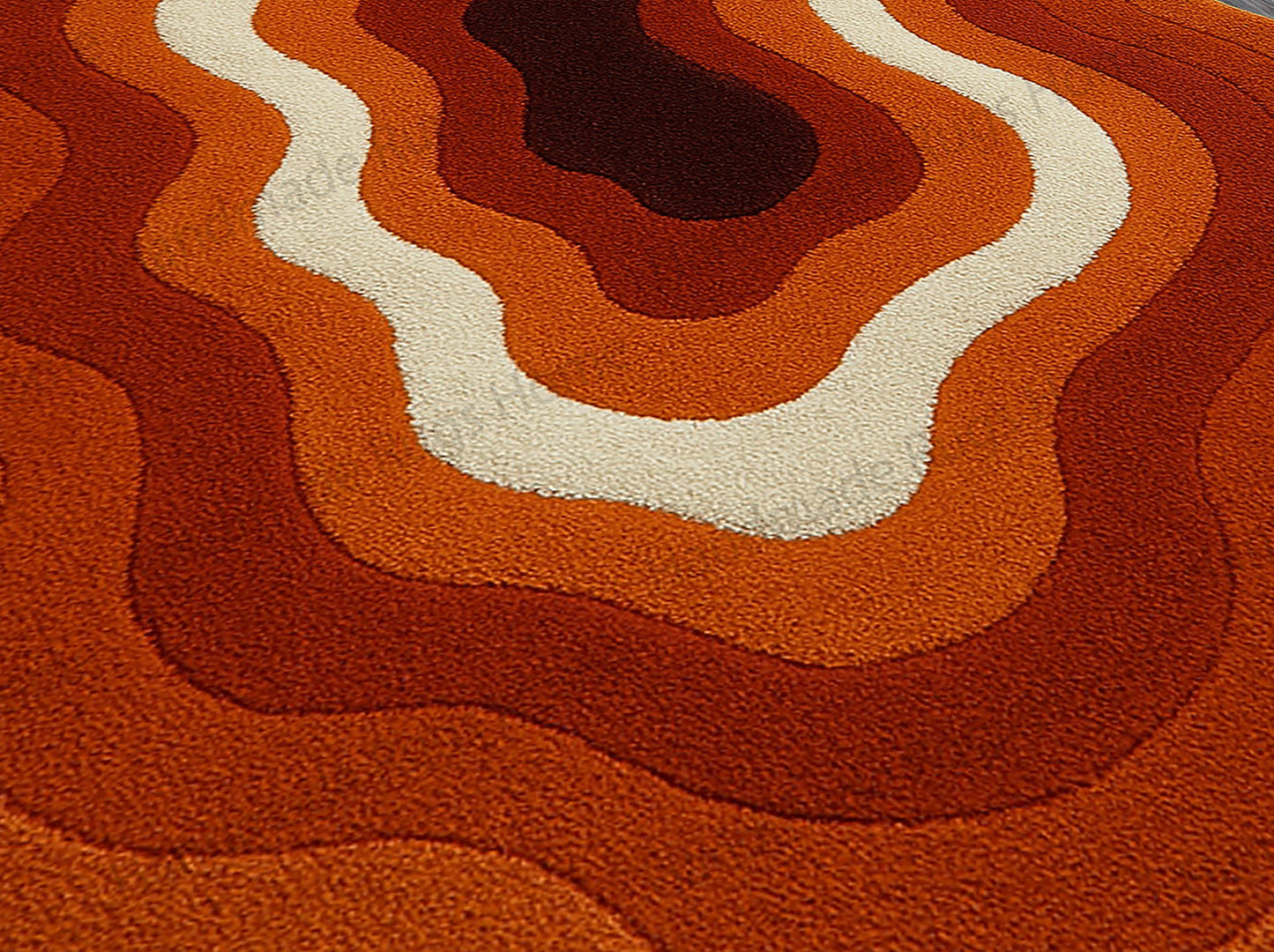 Hand-Tufted Wool Rug: Multicolor Waves, Modern Living Room Decor