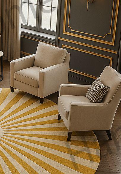 Hand-Tufted Wool Area Rug: Radiant Sunrise Gold, 8 ft Round