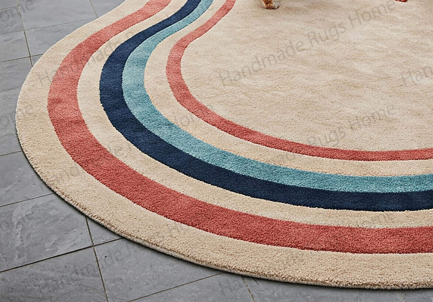 Hand-Tufted Wool Rug: Desert Bloom Design, Earthy Boho Decor