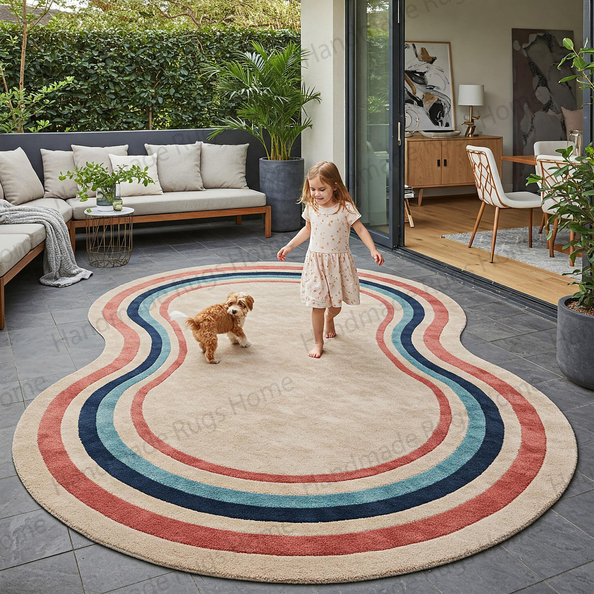 Hand-Tufted Wool Rug: Desert Bloom Design, Earthy Boho Decor