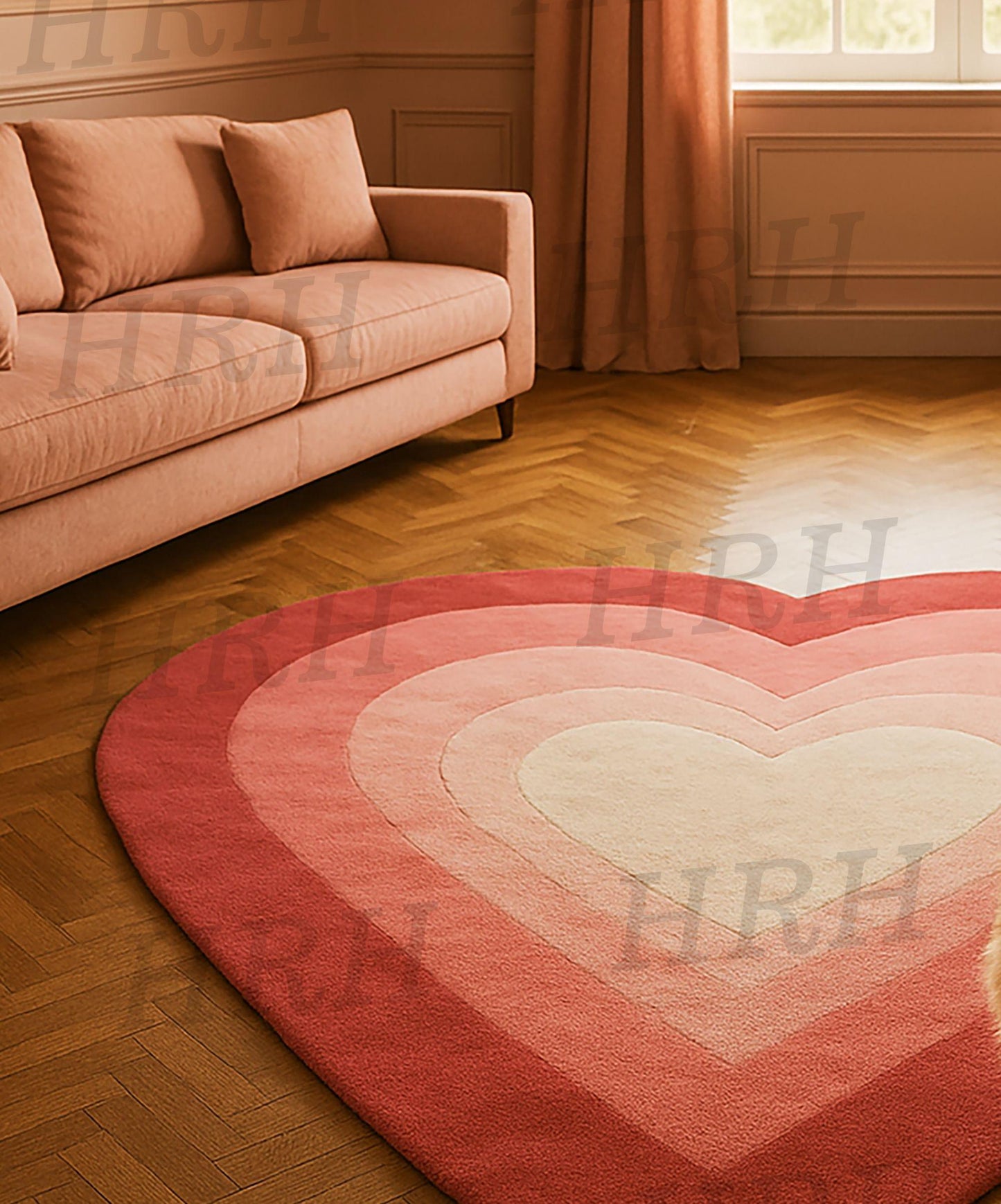 Hand-Tufted Heart Rug – Pink Gradient Valentine’s Day Carpet, Cozy Home Decor, Romantic Gift