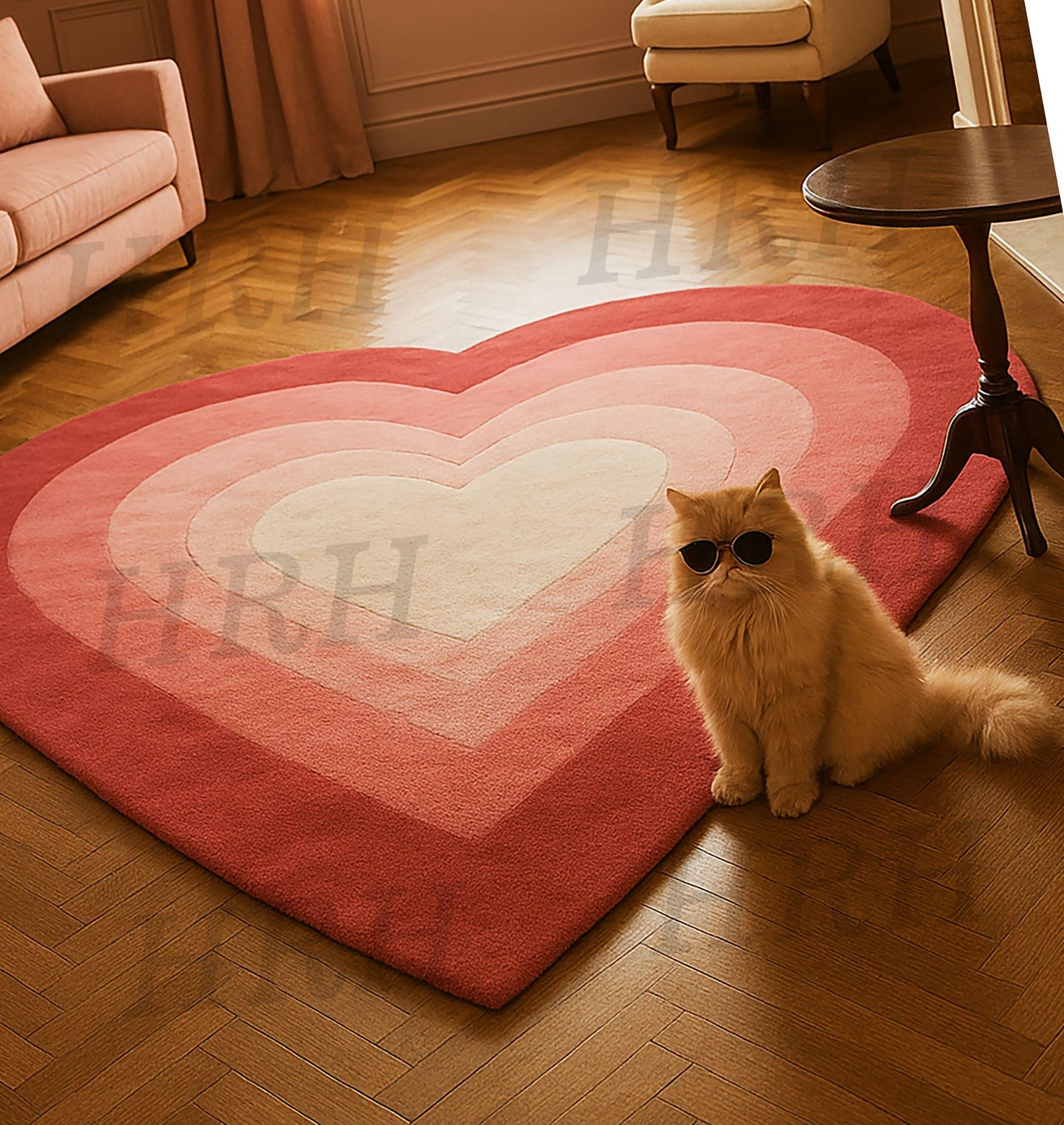 Hand-Tufted Heart Rug – Pink Gradient Valentine’s Day Carpet, Cozy Home Decor, Romantic Gift
