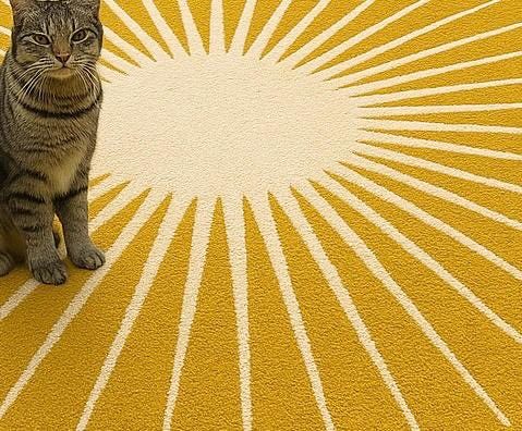 Hand-Tufted Mustard Sun Wool Rug: Round Modern Area Carpet