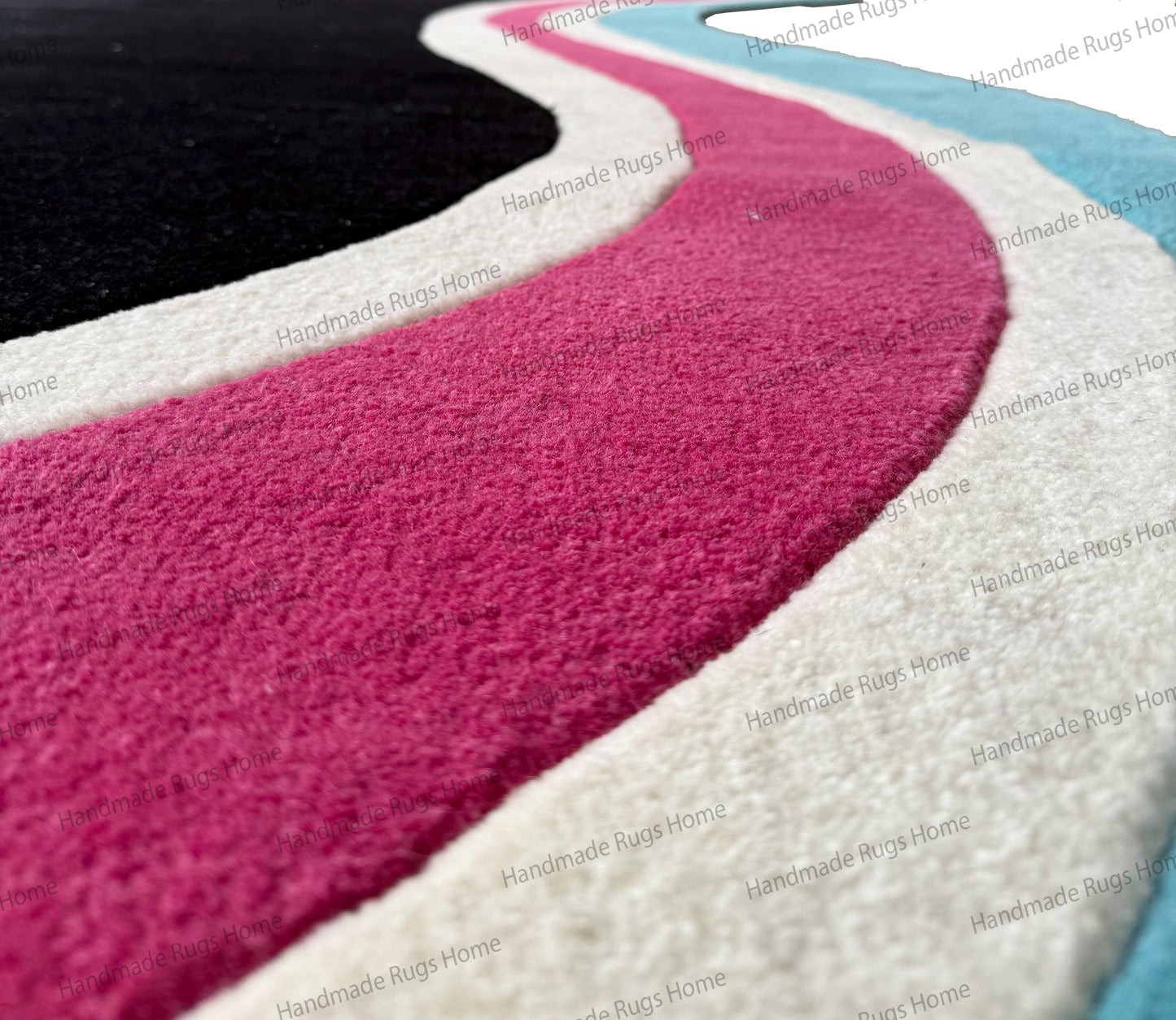 Hand Tufted Wool Rug, Abstract Organic Shape Carpet, Modern Living Room Decor, Designer