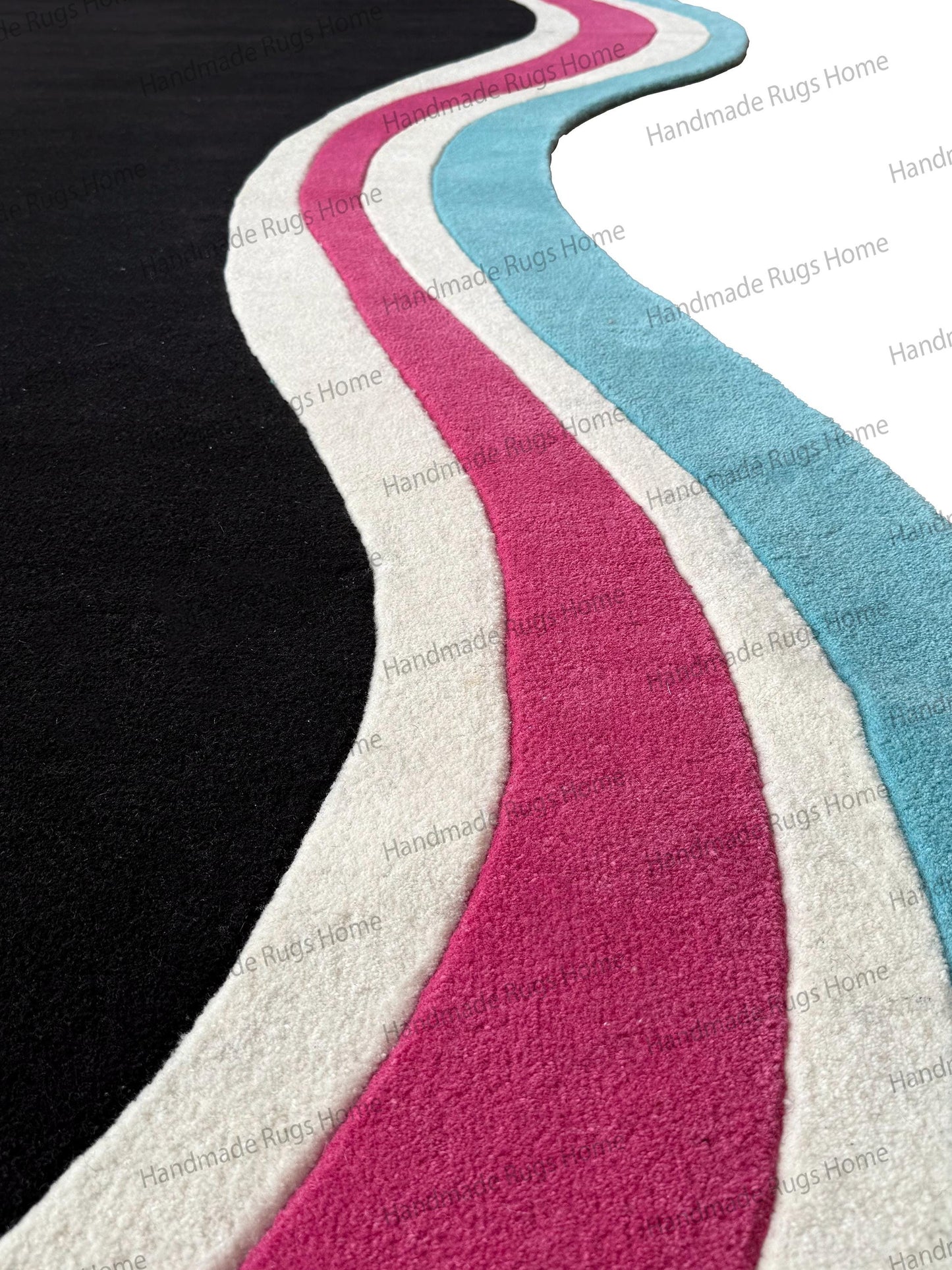 Hand Tufted Wool Rug, Abstract Organic Shape Carpet, Modern Living Room Decor, Designer