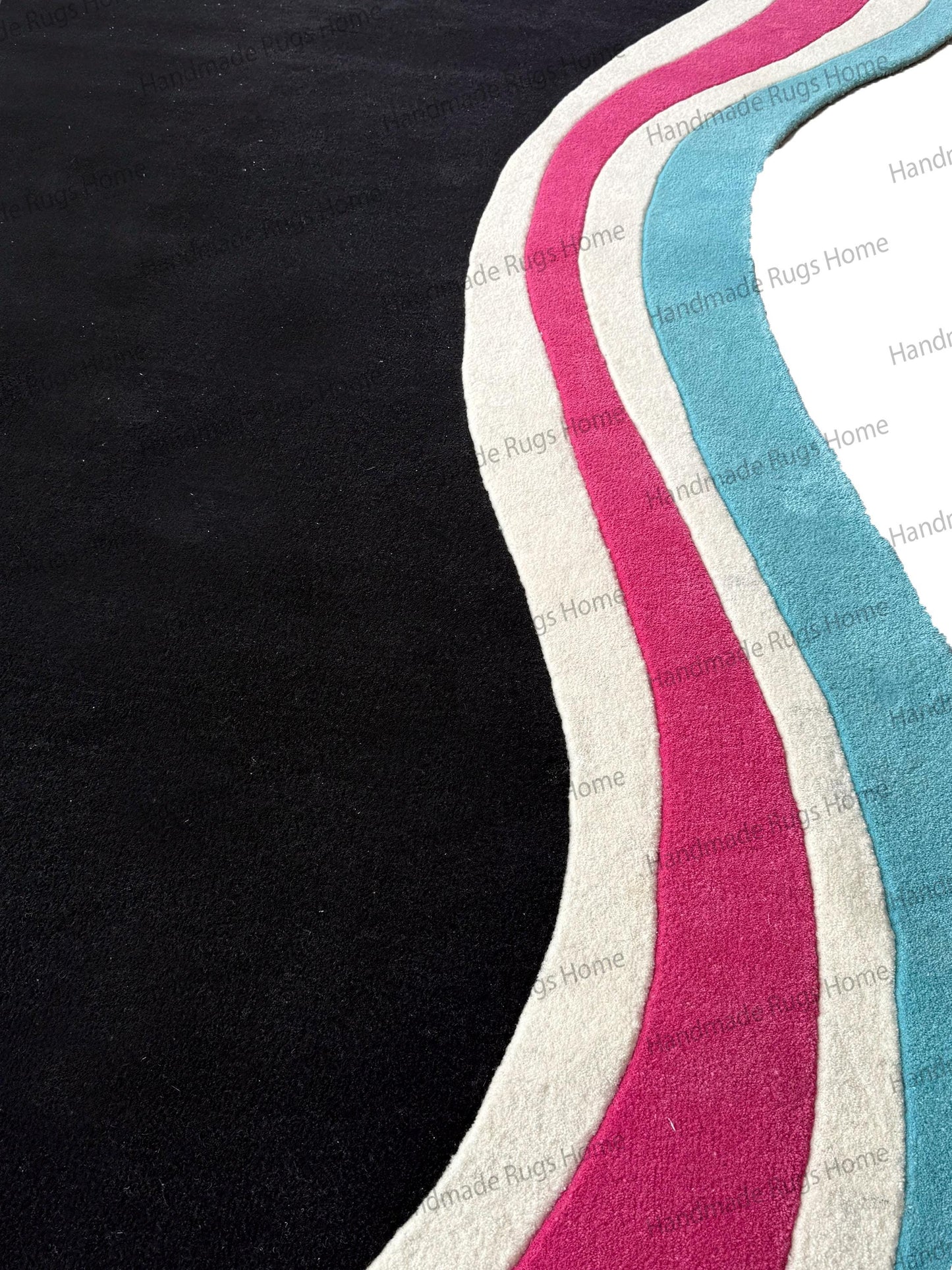 Hand Tufted Wool Rug, Abstract Organic Shape Carpet, Modern Living Room Decor, Designer