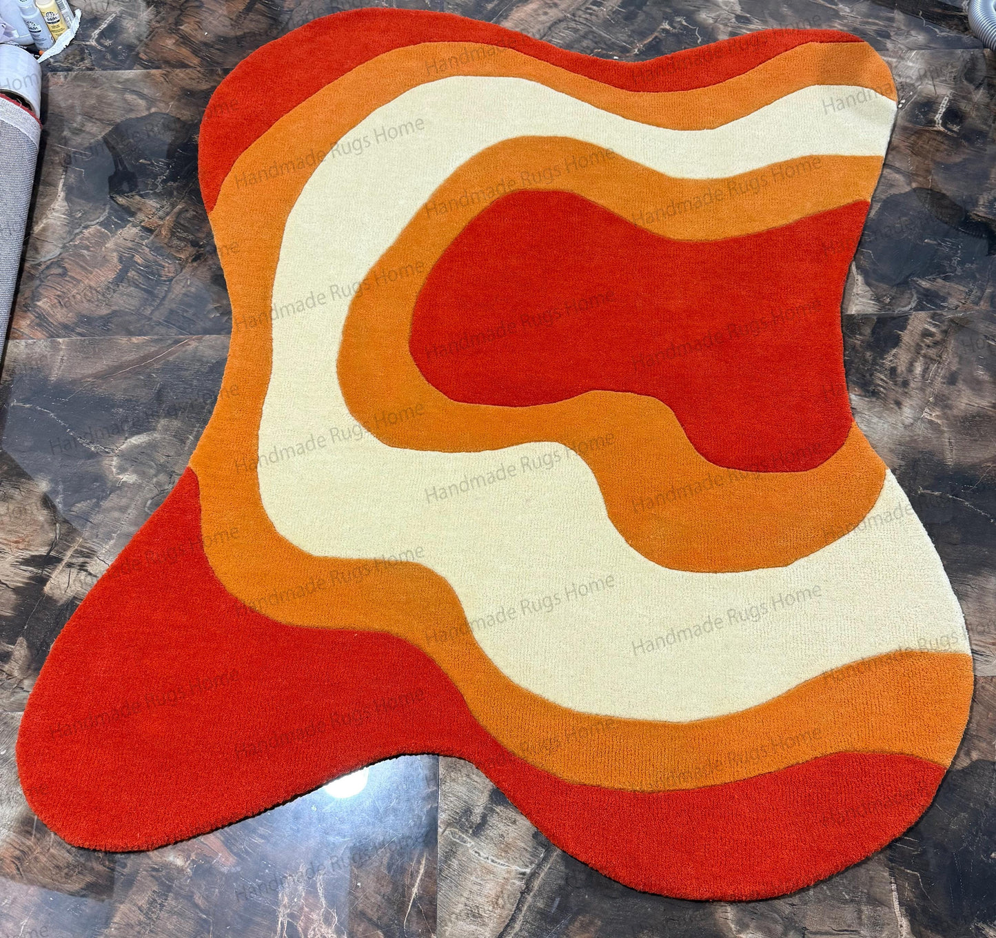 Hand Tufted Wool Area Rug: Multicolor Organic Swirl, Modern Accent
