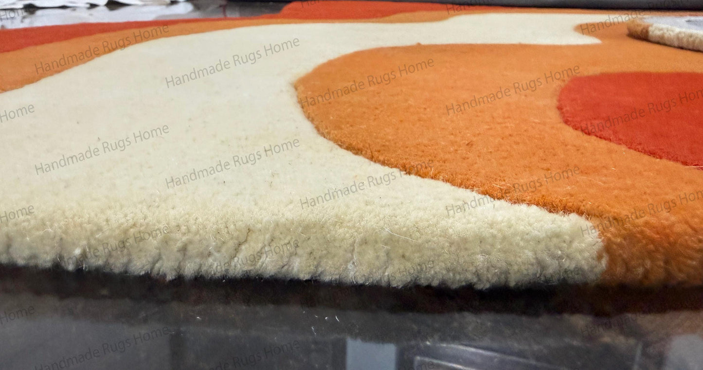 Hand Tufted Wool Area Rug: Multicolor Organic Swirl, Modern Accent