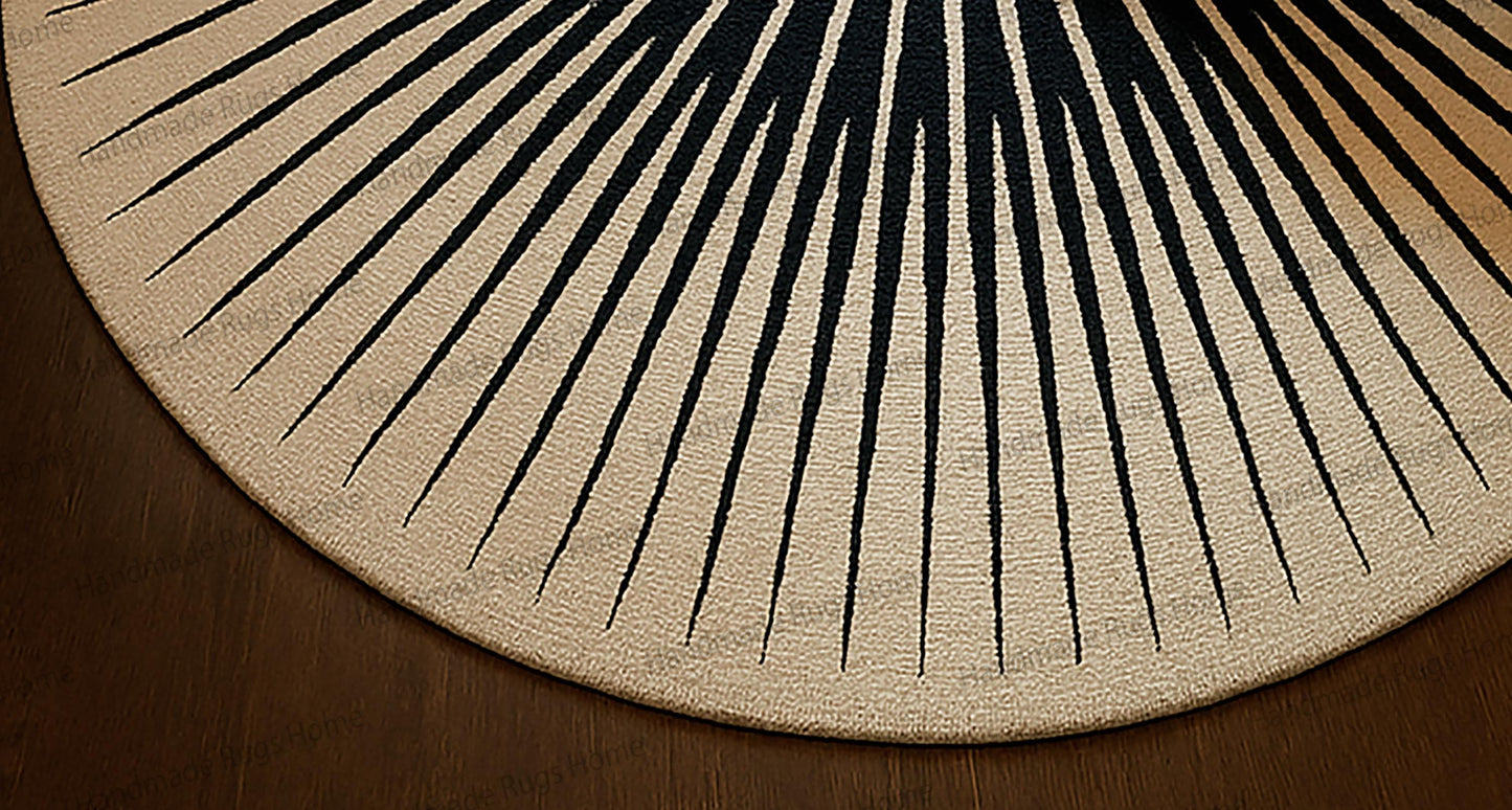 Hand-Tufted Wool Rug, Midnight Sunburst Round (Multiple Sizes)